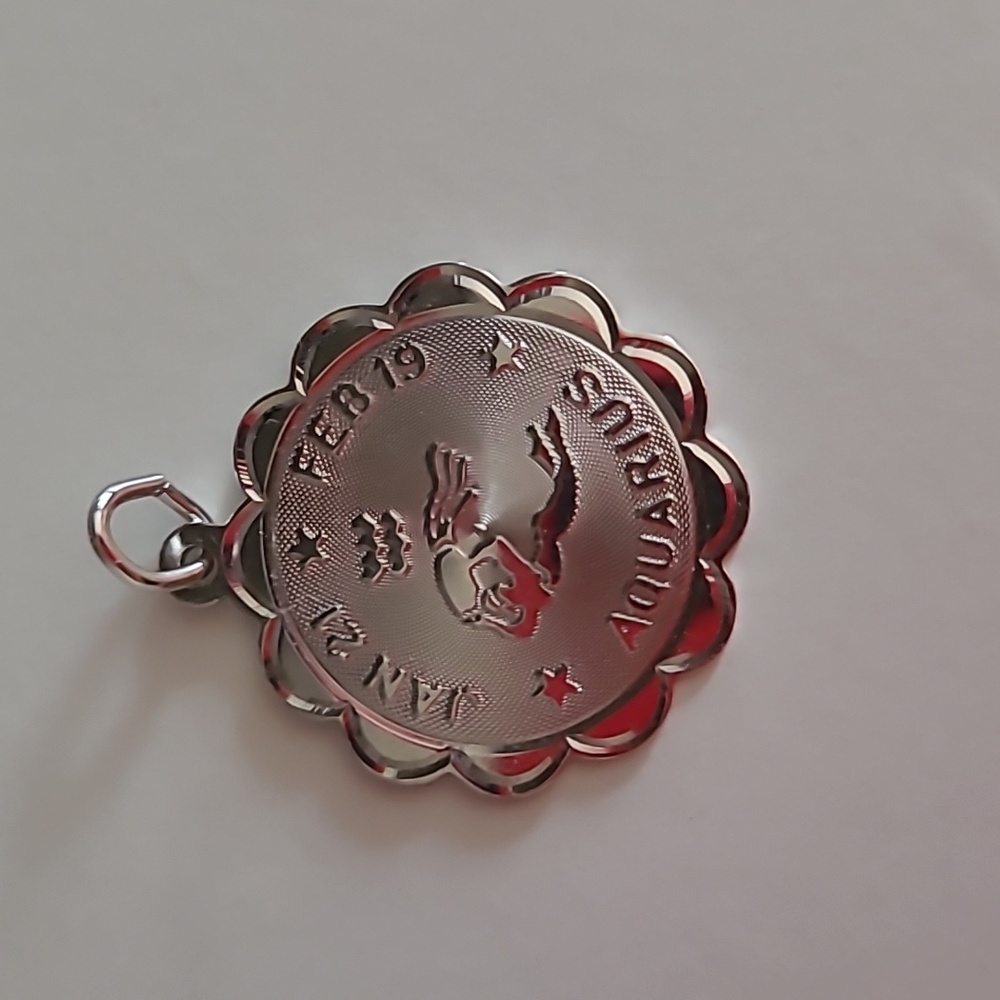 925 Sterling Silver Aquarius Zodiac Pendant